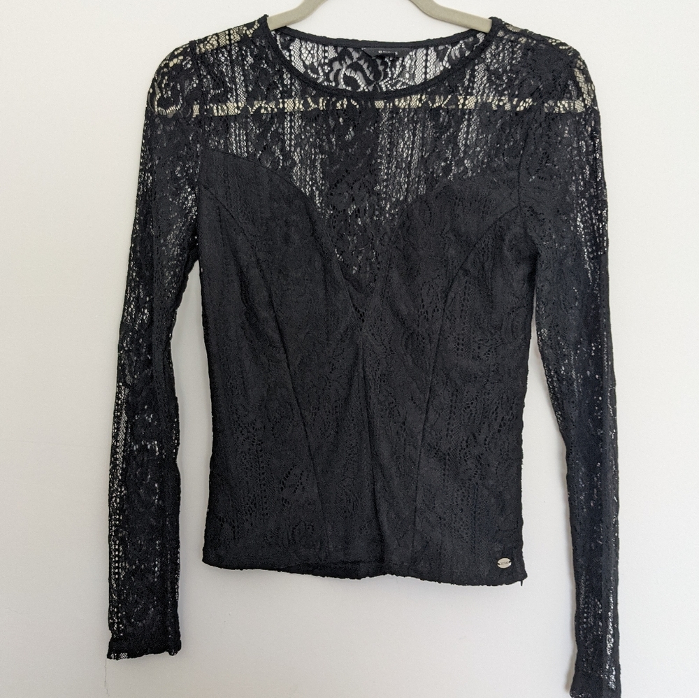 Guess black lace top